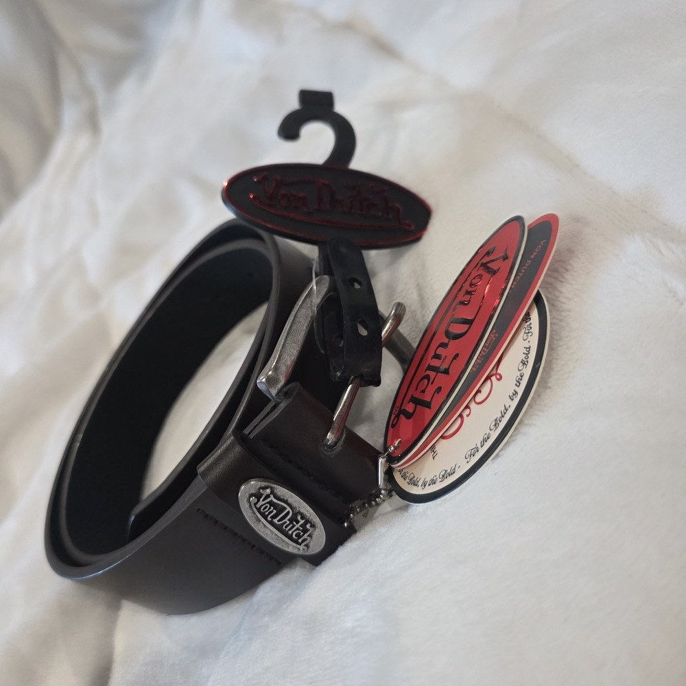 Von Dutch Men Brown Leather Belt Y2K Nostalgia Closet Staple Classic Size 30 NWT